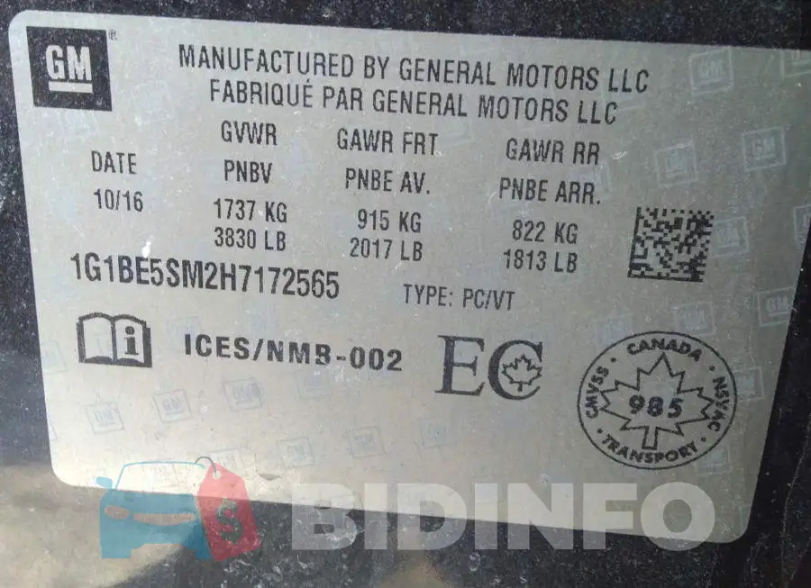 1G1BE5SM2H7172565 Photo# 9