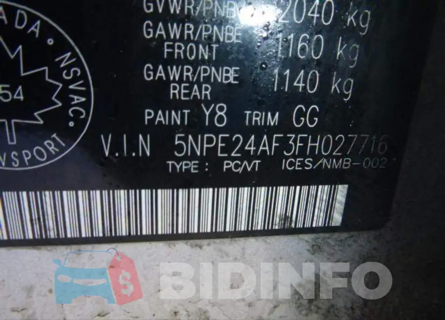 5NPE24AF3FH027716 Photo# 9