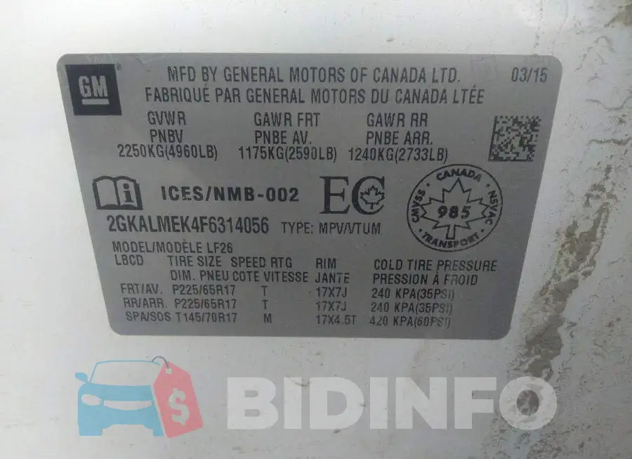 2GKALMEK4F6314056 Photo# 9