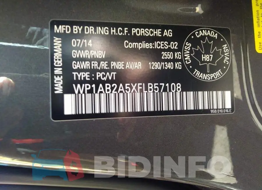 WP1AB2A5XFLB57108 Photo# 9