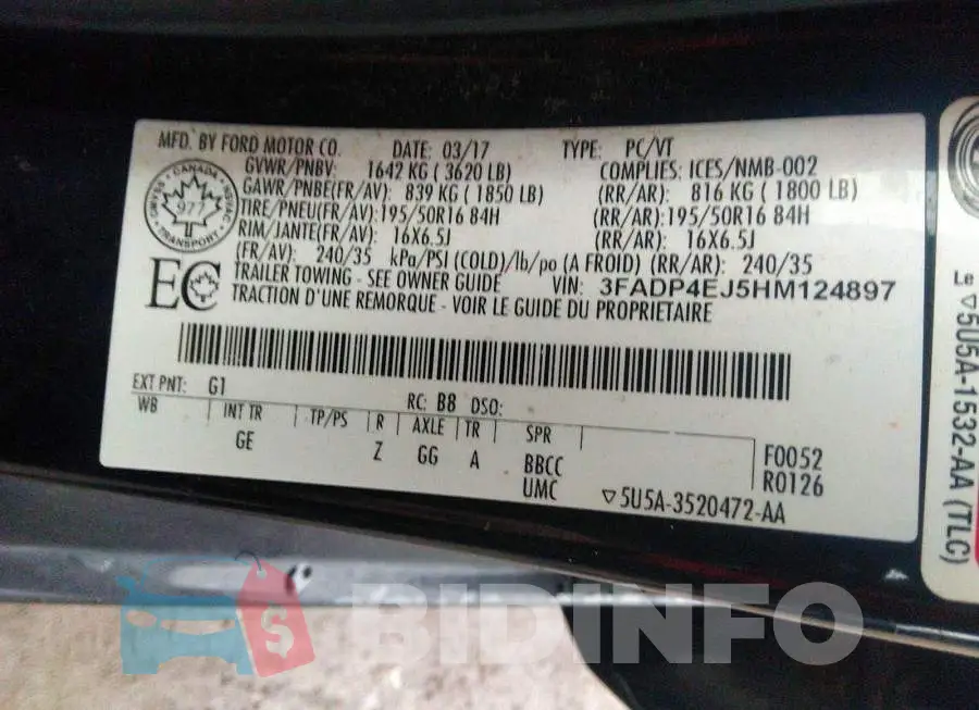 3FADP4EJ5HM124897 Photo# 9