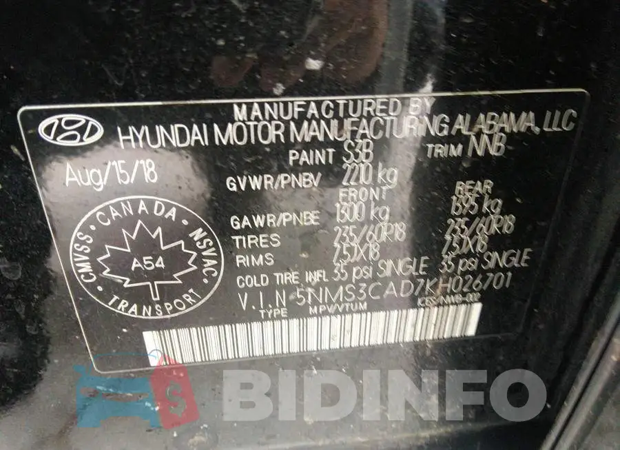 5NMS3CAD7KH026701 Photo# 9