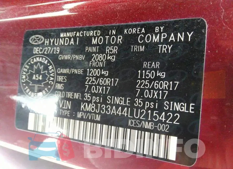 KM8J33A44LU215422 Photo# 9