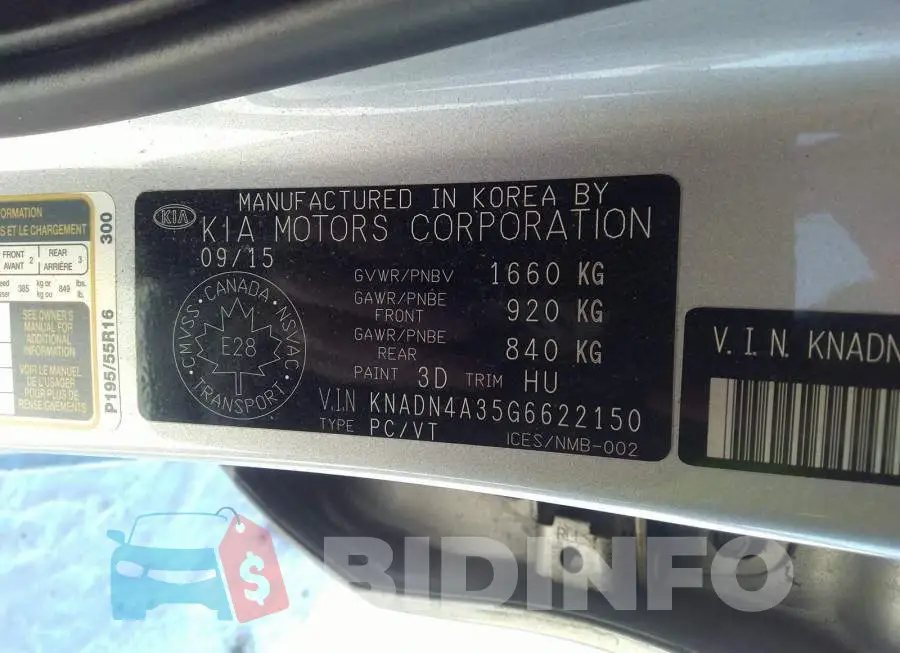 KNADN4A35G6622150 Photo# 9