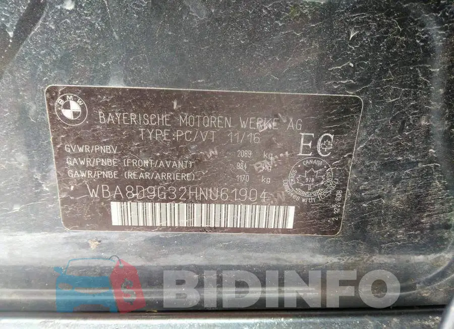WBA8D9G32HNU61904 Photo# 8