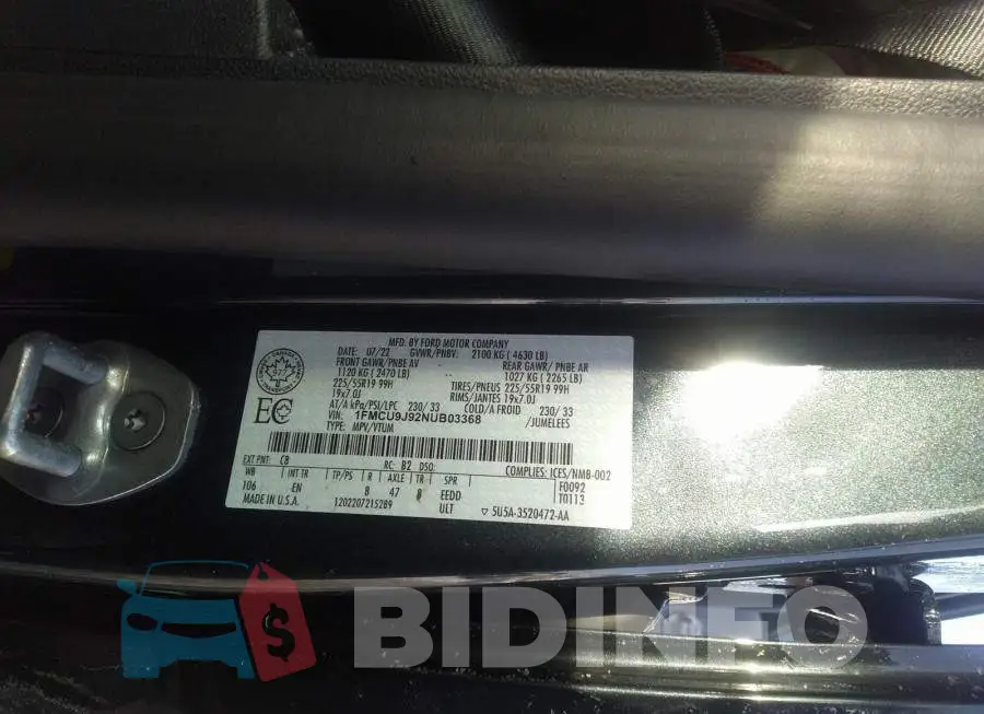 1FMCU9J92NUB03368 Photo# 10