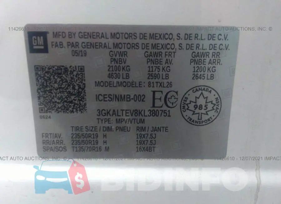 3GKALTEV8KL380751 Photo# 9