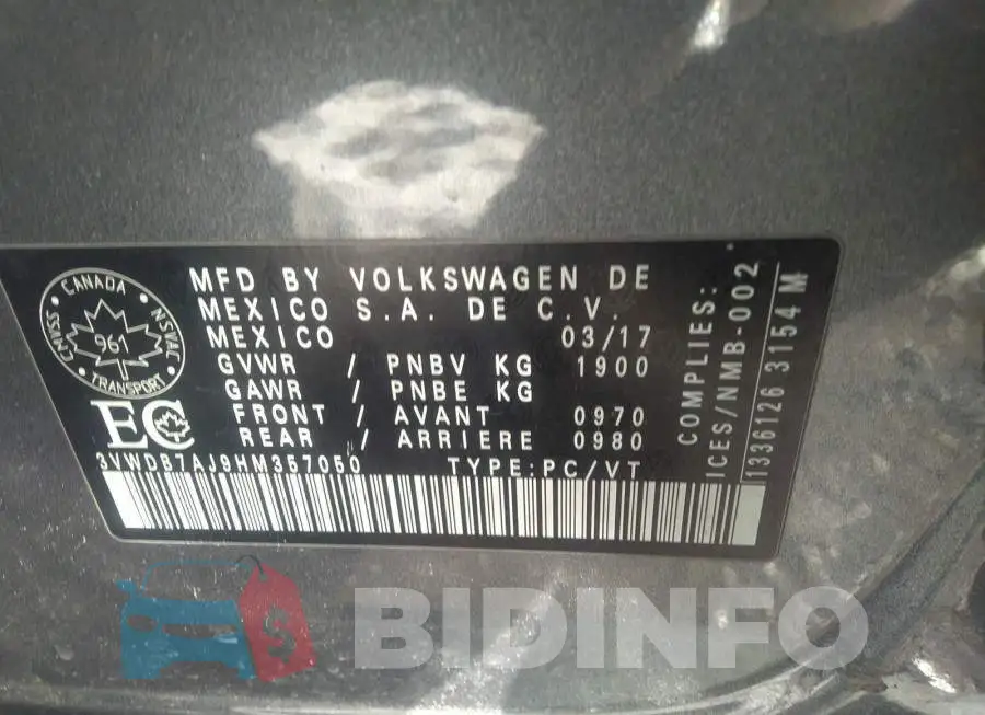 3VWDB7AJ9HM357050 Photo# 9