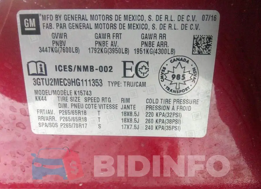 3GTU2MEC9HG111353 Photo# 9
