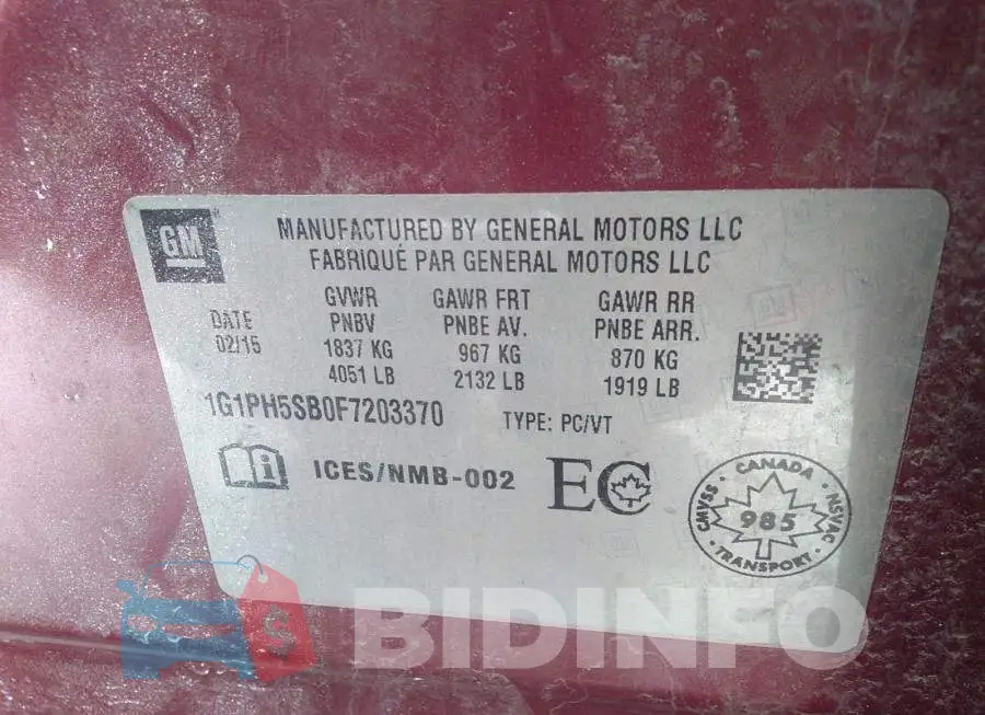 1G1PH5SB0F7203370 Photo# 9