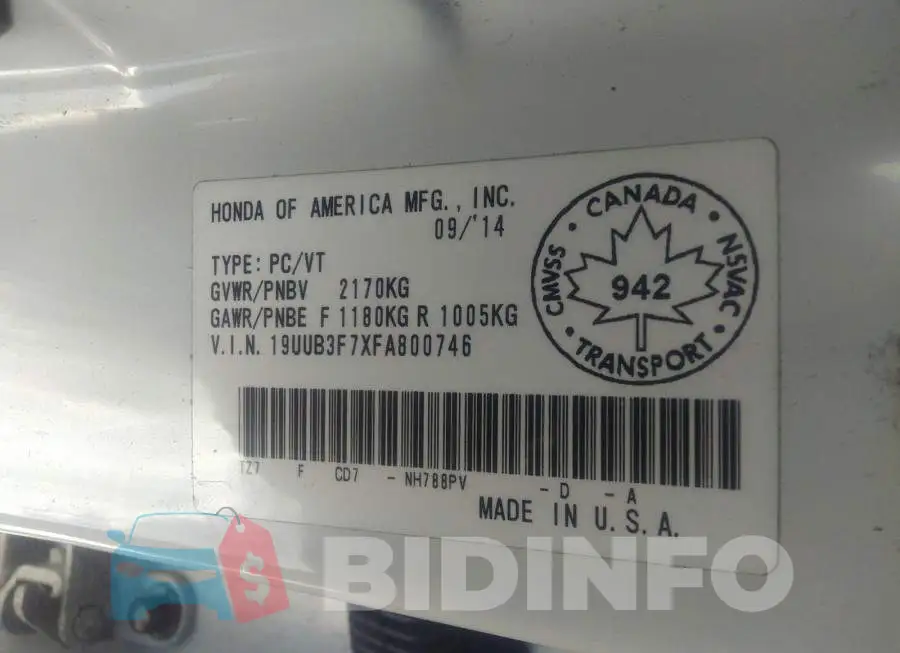 19UUB3F7XFA800746 Photo# 9