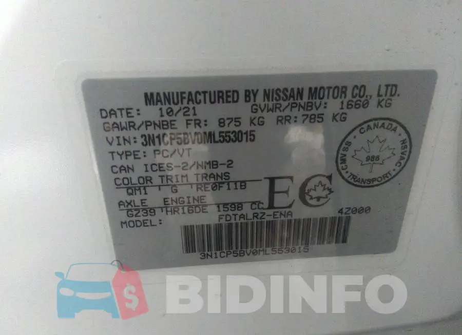 3N1CP5BV0ML553015 Photo# 9