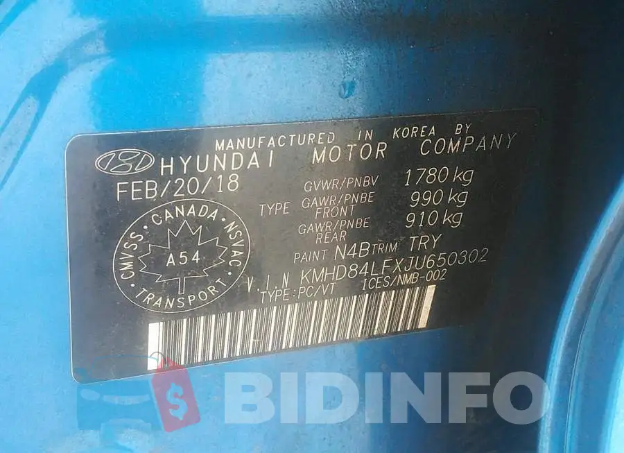 KMHD84LFXJU650302 Photo# 9