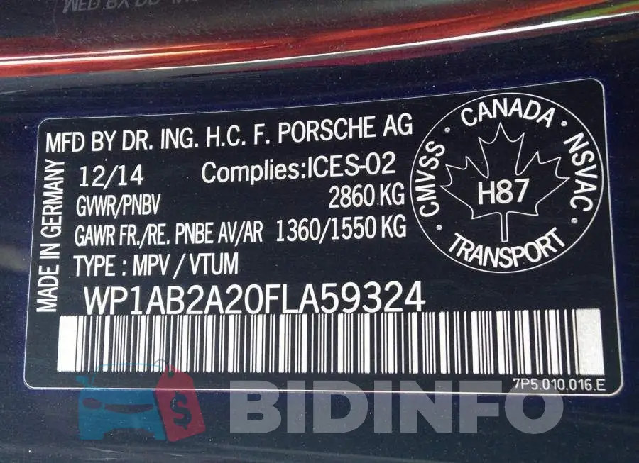 WP1AB2A20FLA59324 Photo# 9