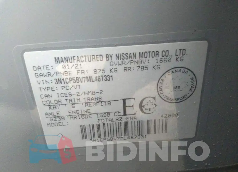3N1CP5BV7ML467331 Photo# 9