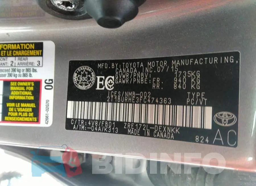 2T1BURHE3FC474363 Photo# 9