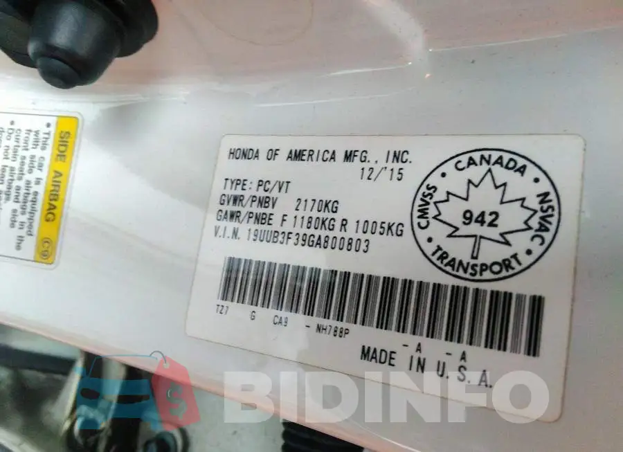 19UUB3F39GA800803 Photo# 9