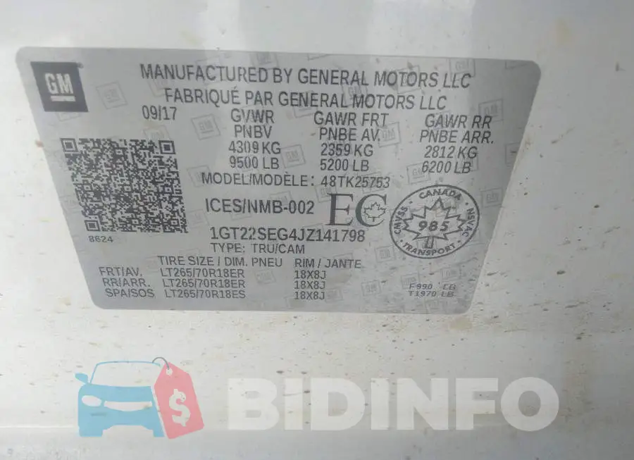 1GT22SEG4JZ141798 Photo# 9
