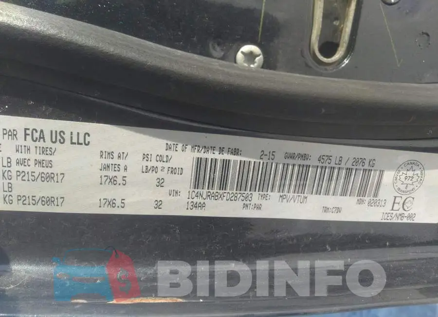 1C4NJRABXFD287503 Photo# 9