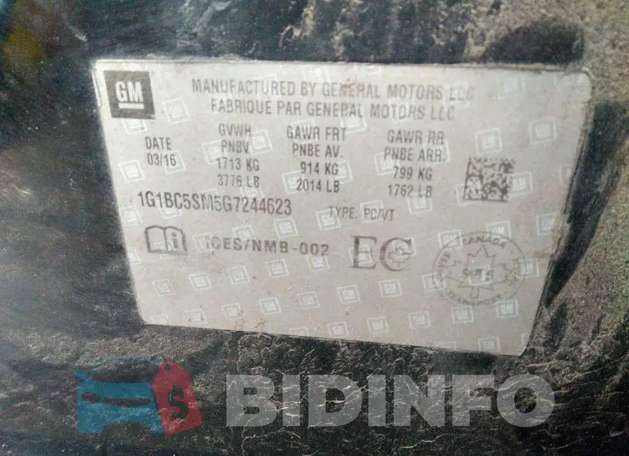 1G1BC5SM5G7244623 Photo# 9