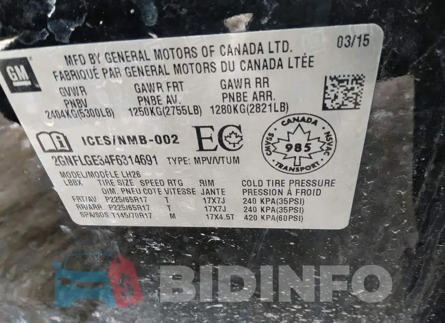 2GNFLGE34F6314691 Photo# 9