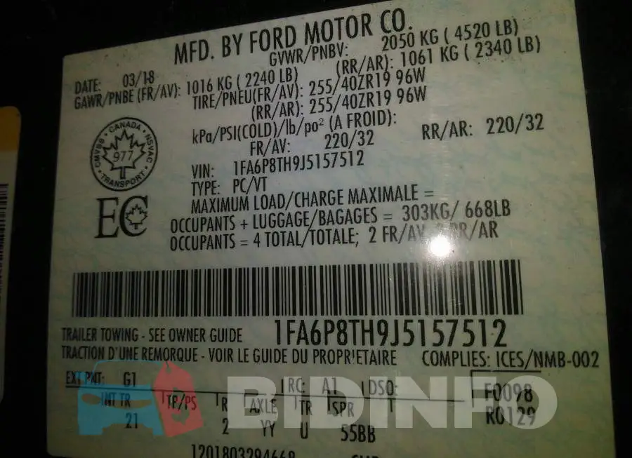 1FA6P8TH9J5157512 Photo# 9