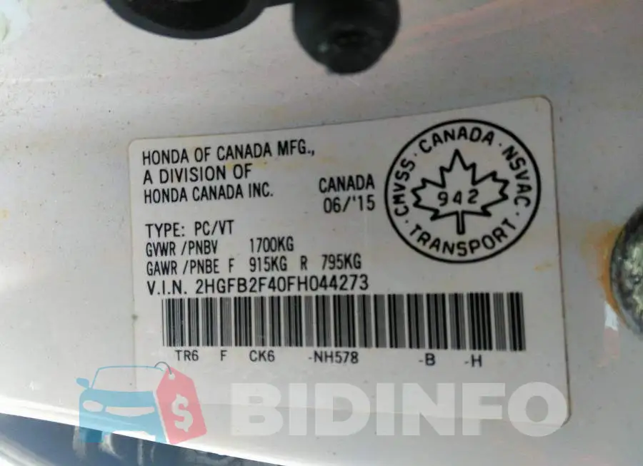 2HGFB2F40FH044273 Photo# 9