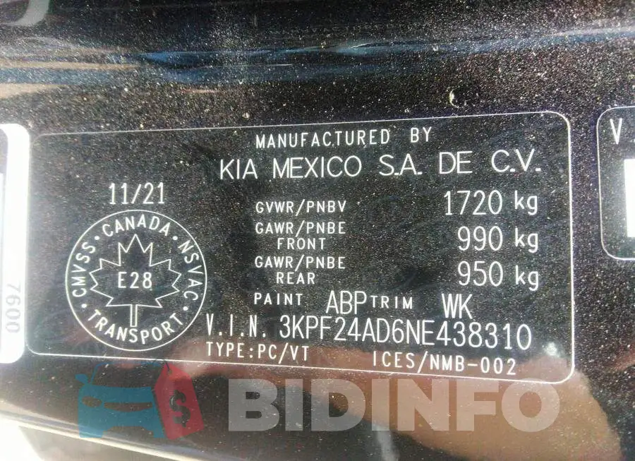 3KPF24AD6NE438310 Photo# 9