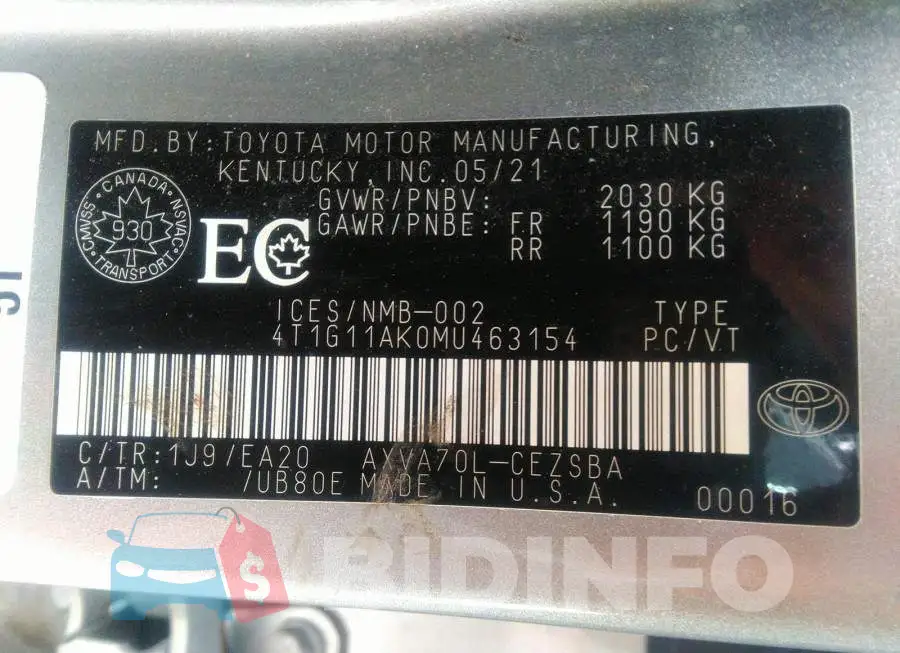 4T1G11AK0MU463154 Photo# 9