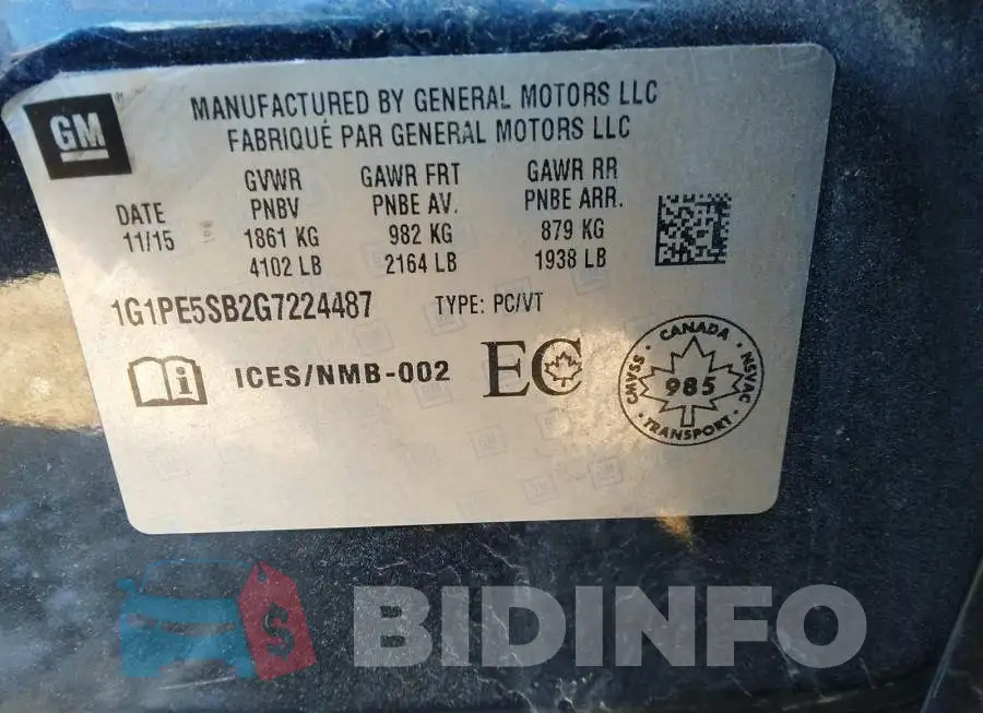 1G1PE5SB2G7224487 Photo# 9