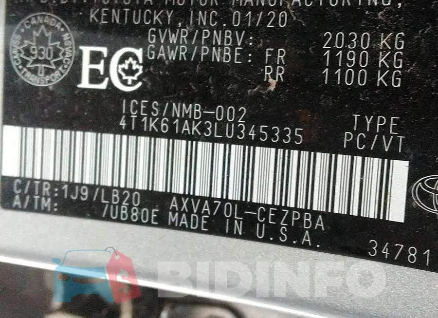 4T1K61AK3LU345335 Photo# 9