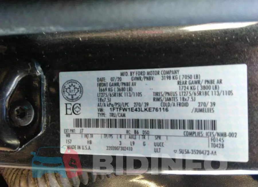 1FTFW1E43LKE76116 Photo# 9