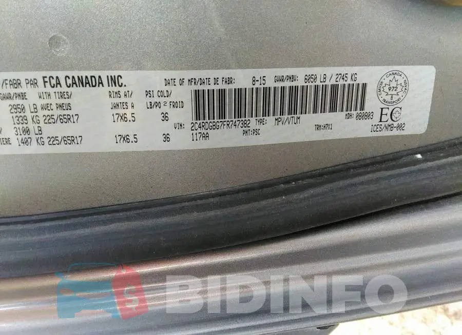 2C4RDGBG7FR747382 Photo# 9