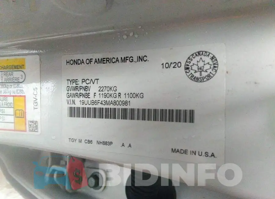 19UUB6F43MA800981 Photo# 9