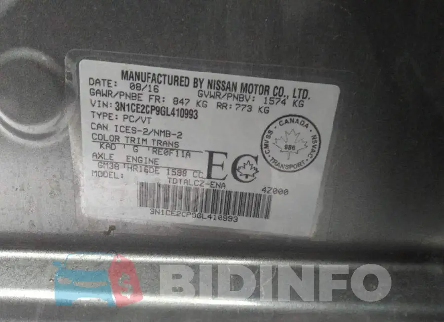 3N1CE2CP9GL410993 Photo# 9
