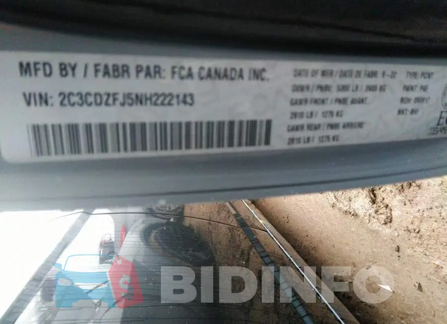 2C3CDZFJ5NH222143 Photo# 9