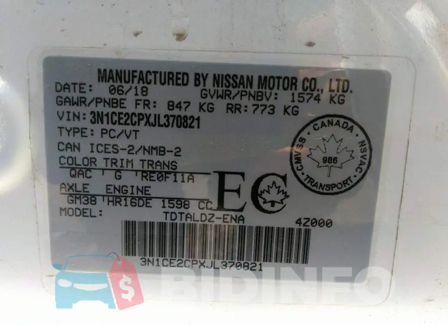 3N1CE2CPXJL370821 Photo# 9