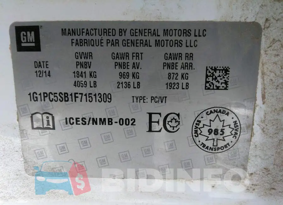 1G1PC5SB1F7151309 Photo# 9