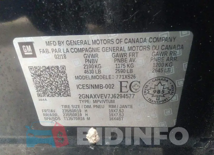 2GNAXVEV7J6294577 Photo# 9