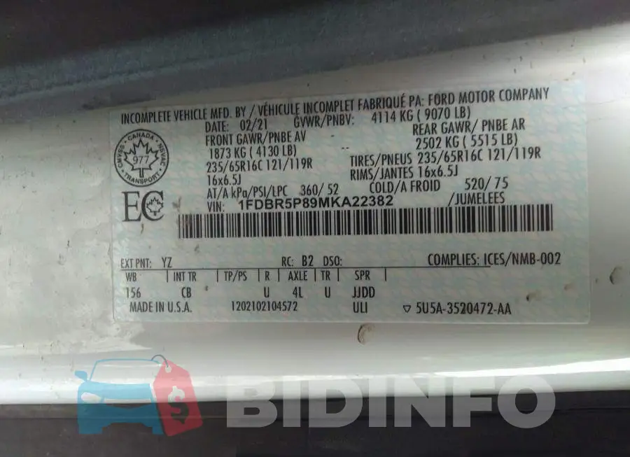 1FDBR5P89MKA22382 Photo# 9