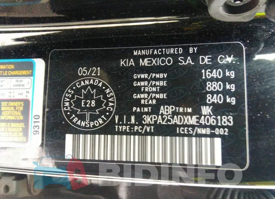 3KPA25ADXME406183 Photo# 9