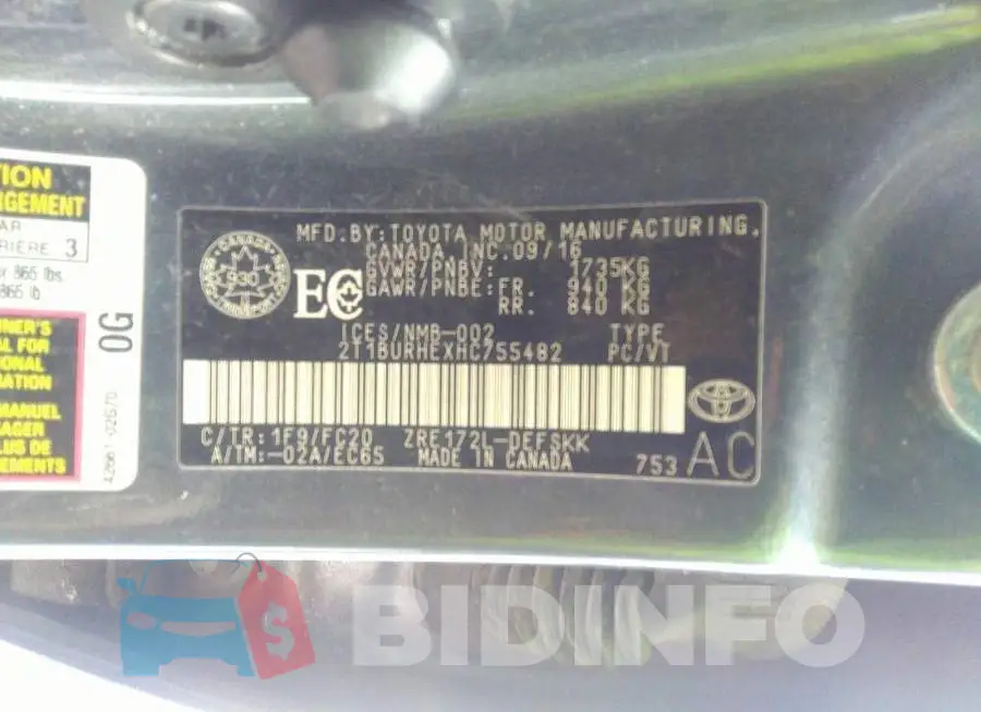 2T1BURHEXHC755482 Photo# 9