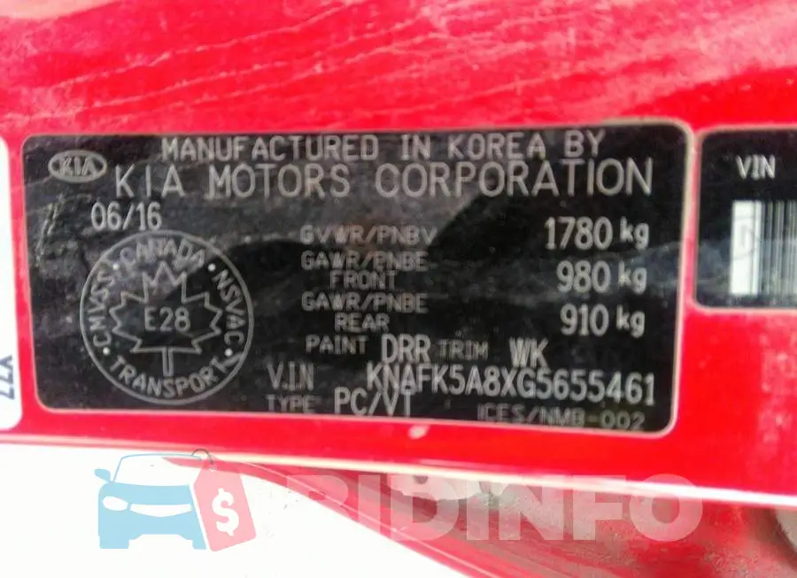 KNAFK5A8XG5655461 Photo# 9
