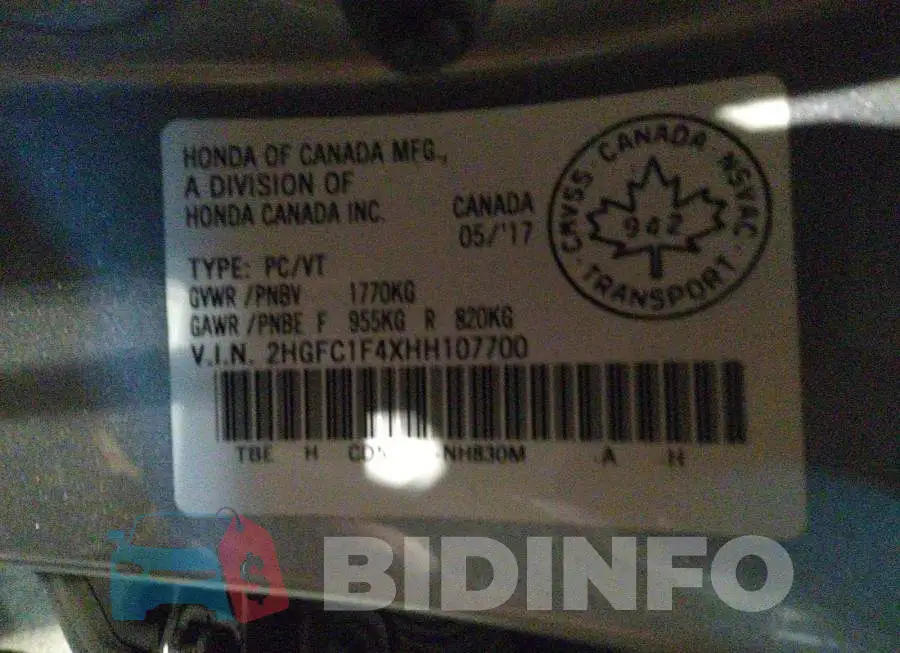 2HGFC1F4XHH107700 Photo# 9