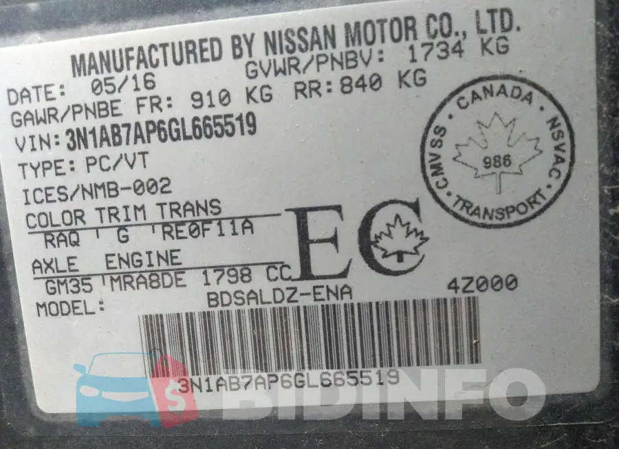 3N1AB7AP6GL665519 Photo# 9