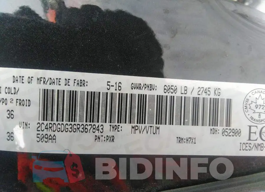 2C4RDGDG3GR367843 Photo# 9