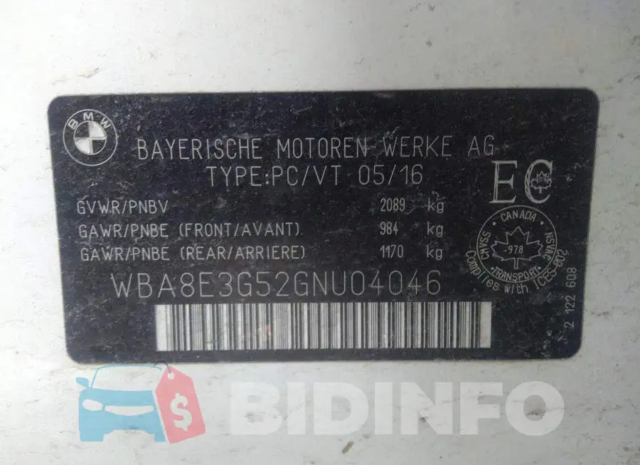 WBA8E3G52GNU04046 Photo# 9