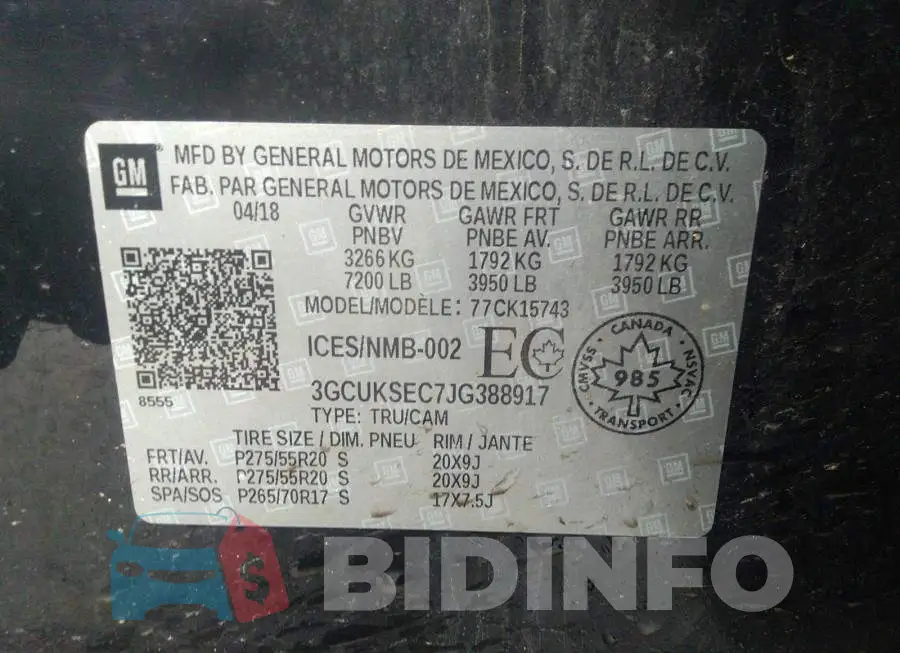 3GCUKSEC7JG388917 Photo# 9