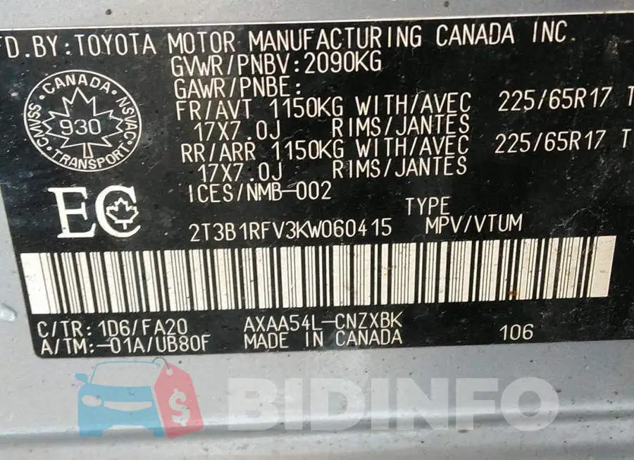2T3B1RFV3KW060415 Photo# 9