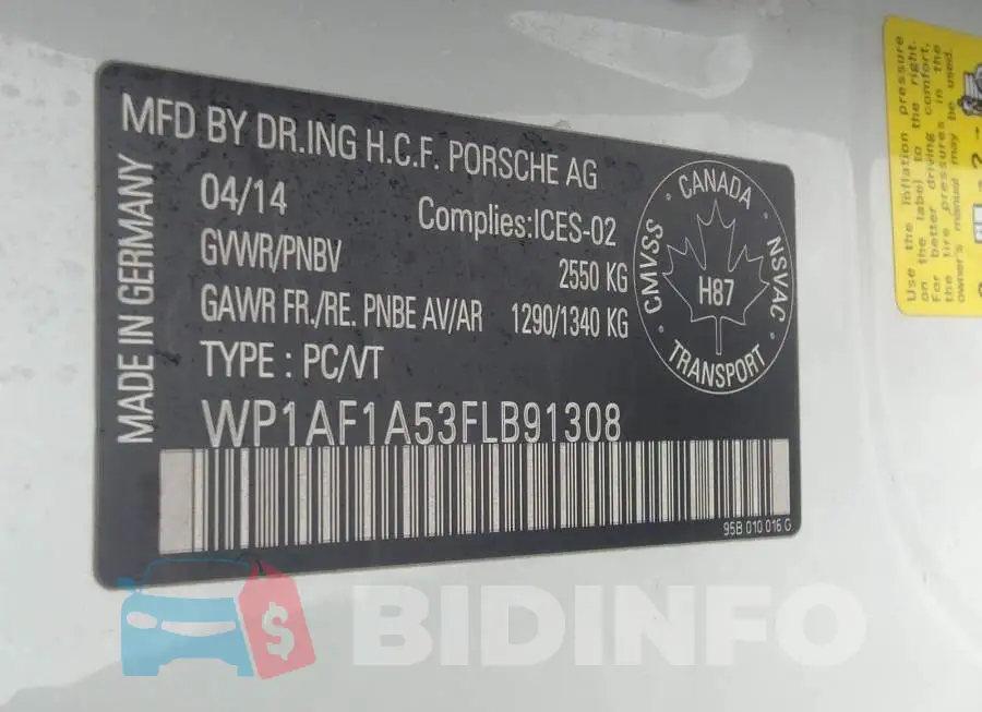 WP1AF1A53FLB91308 Photo# 9